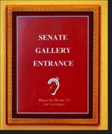 A sign reading, "Senate Gallery Entrance."