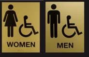 Women and Men restroom signs.